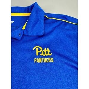 Pitt Panthers Royal Blue Short Sleeve Polo Shirt Embroidered Logo Mens Sz Large